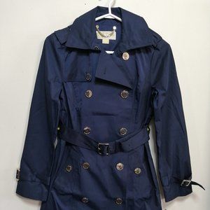 BNWT Michael Kors Women's Trench Coat Petite Navy Blue Size XS